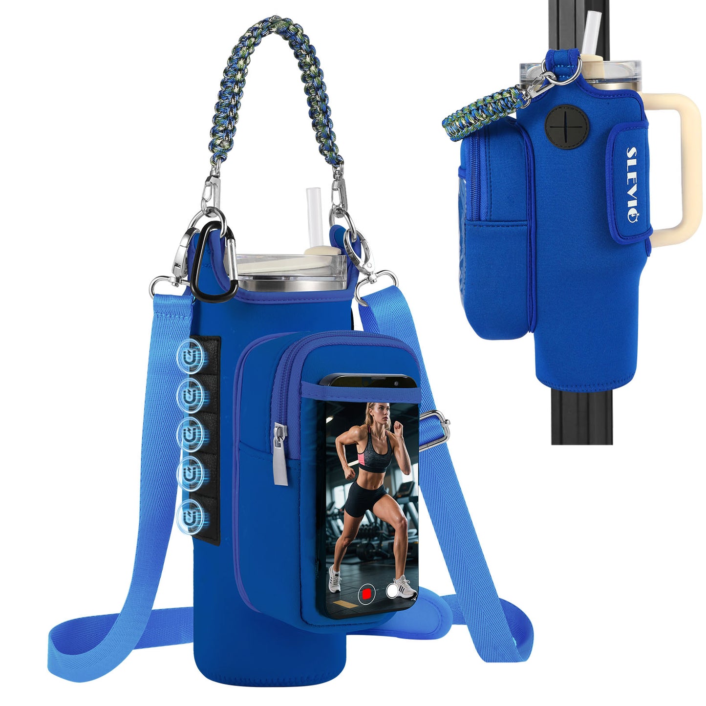 Magnetic Gym Bag for Men Women, Water Bottle Carrier Holder with Strap for Stanley, Small Bag Accessories pouch with N52