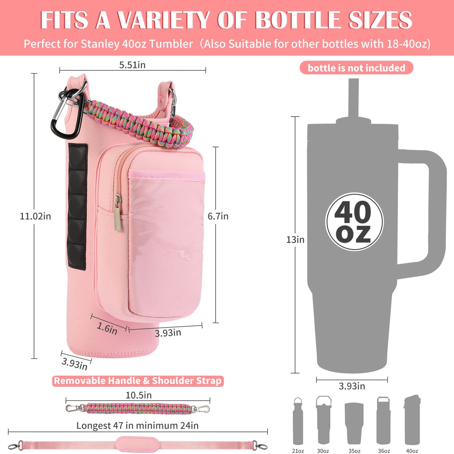 Magnetic Gym Bag for Men Women, Water Bottle Carrier Holder with Strap for Stanley, Small Bag Accessories pouch with N52