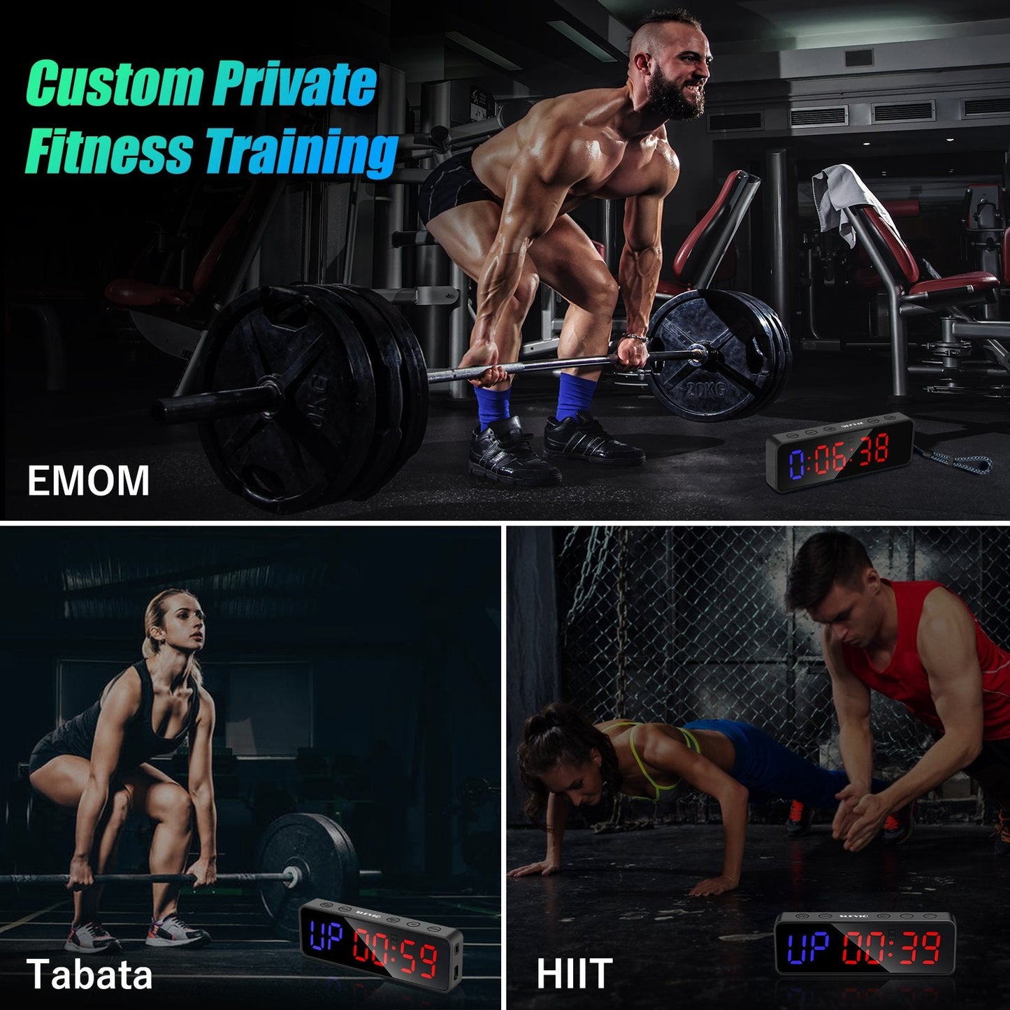 SLEVIO Portable Gym Workout Timer, Fitness Clock Built-in Magnetic