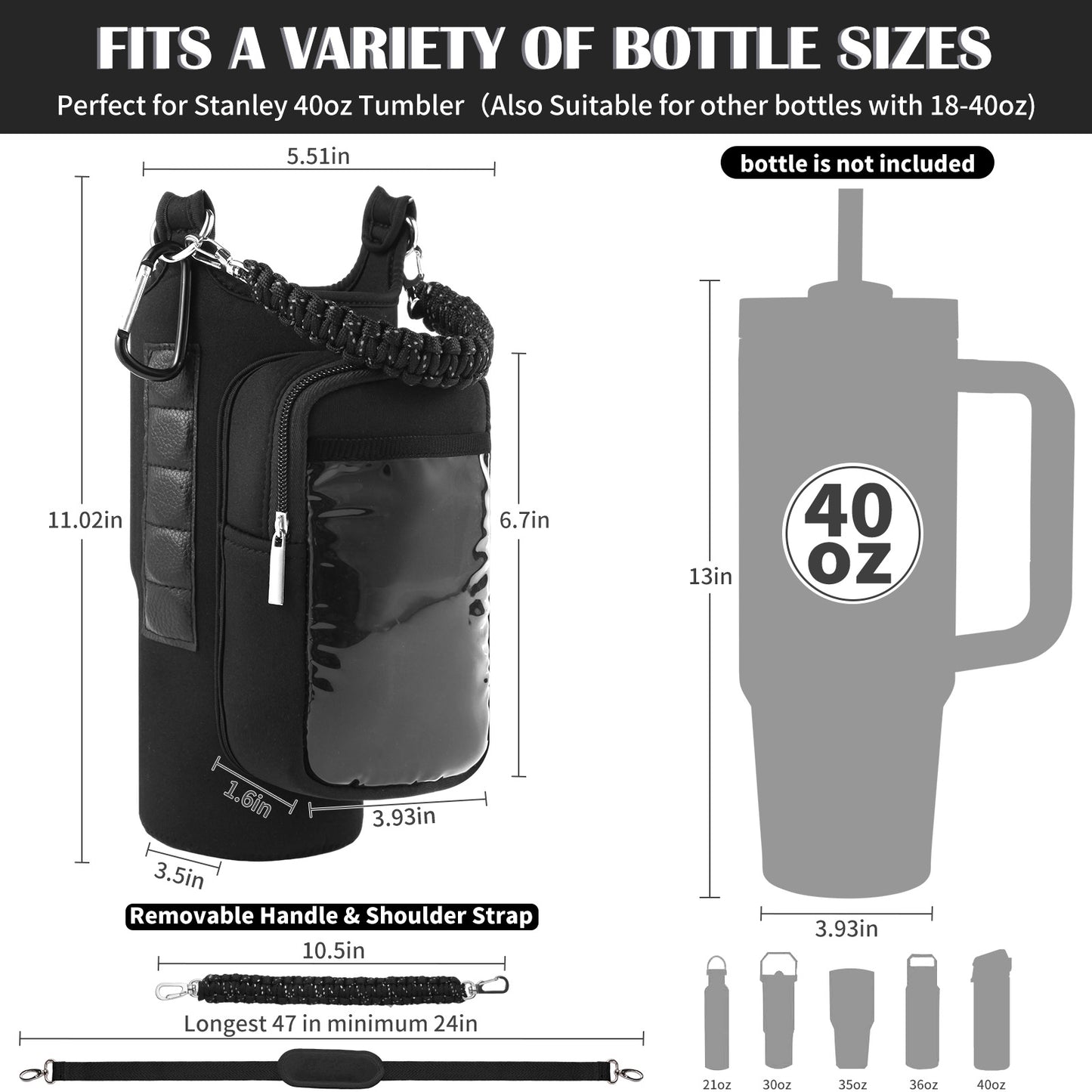 Magnetic Gym Bag for Men Women, Water Bottle Carrier Holder with Strap for Stanley, Small Bag Accessories pouch with N52