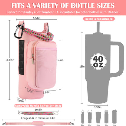 Magnetic Gym Bag for Men Women, Water Bottle Carrier Holder with Strap for Stanley, Small Bag Accessories pouch with N52