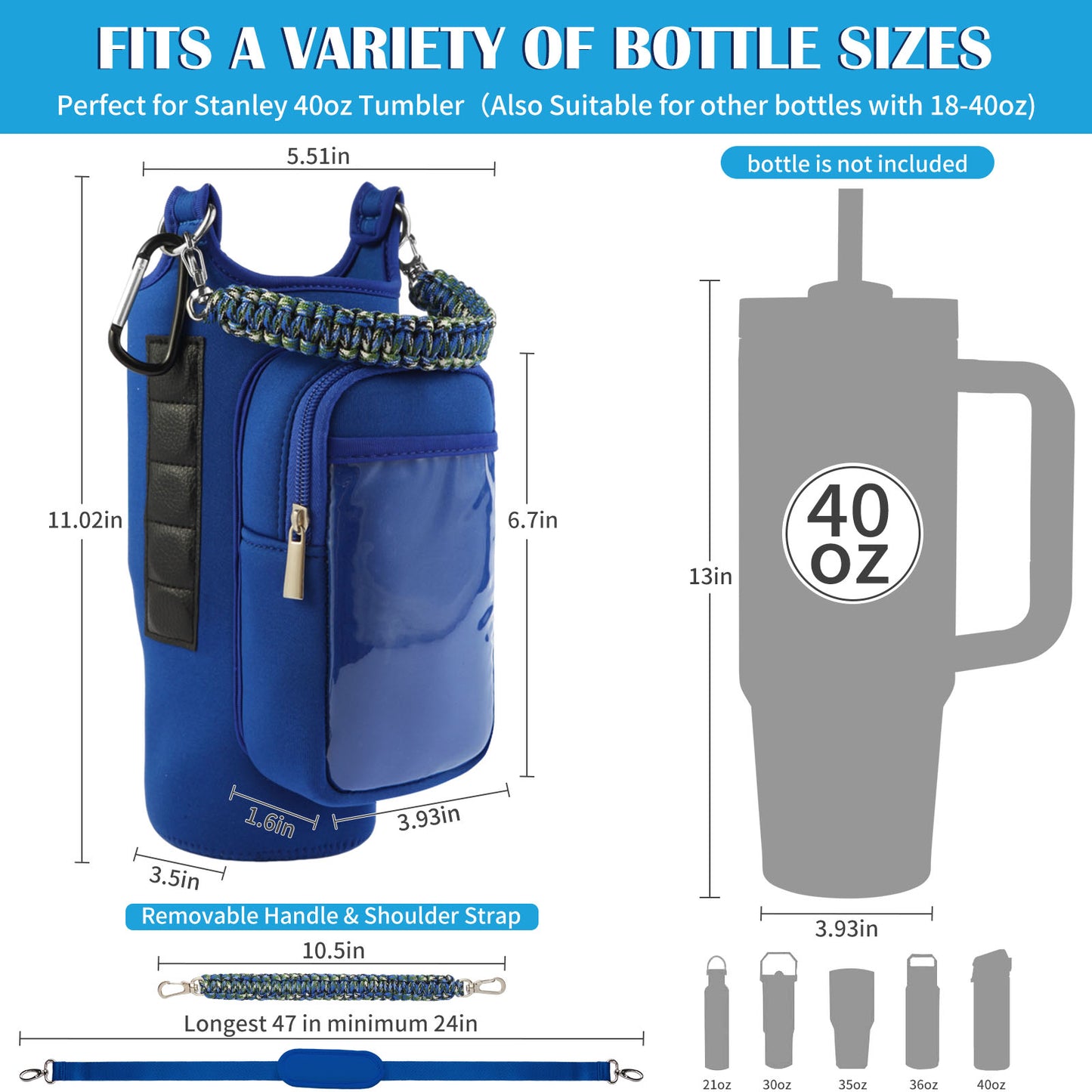 Magnetic Gym Bag for Men Women, Water Bottle Carrier Holder with Strap for Stanley, Small Bag Accessories pouch with N52