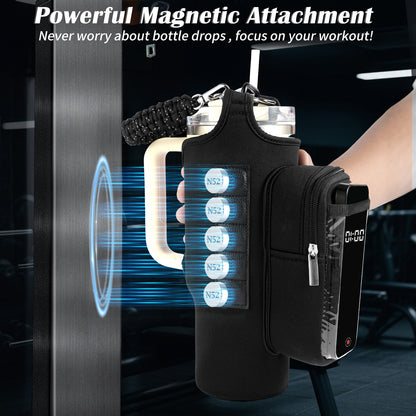 Magnetic Gym Bag for Men Women, Water Bottle Carrier Holder with Strap for Stanley, Small Bag Accessories pouch with N52