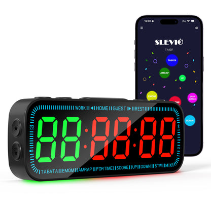 Slevio Portable Magnetic Gym Timer with App Control