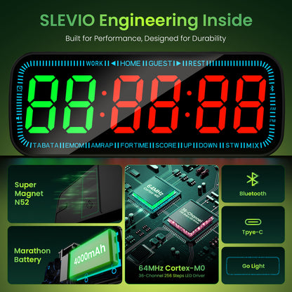 Slevio Portable Magnetic Gym Timer with App Control