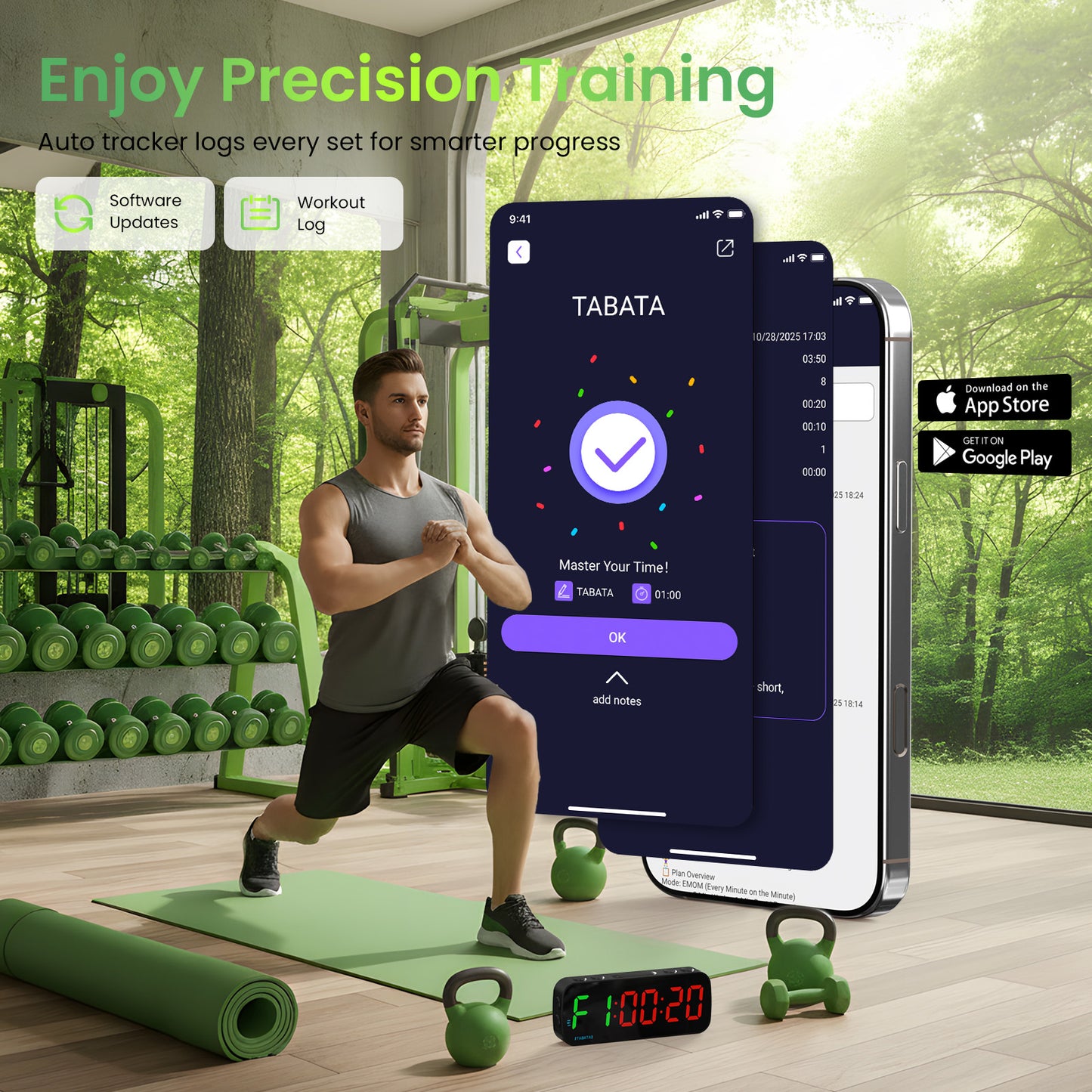 Slevio Portable Magnetic Gym Timer with App Control