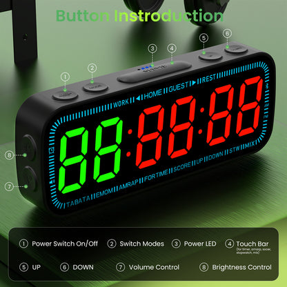 Slevio Portable Magnetic Gym Timer with App Control