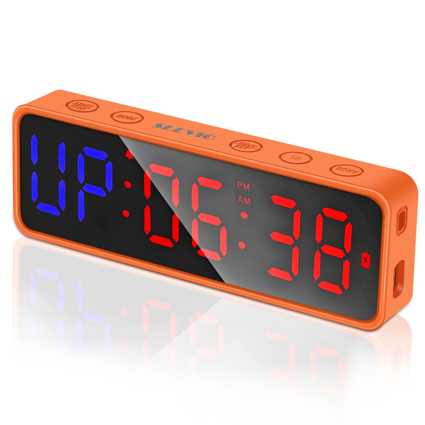 SLEVIO Portable Gym Timer, Fitness Timer Clock with Built-in Powerful Magnet(Orange)