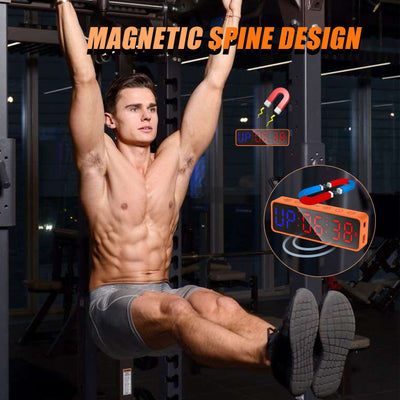 SLEVIO Portable Gym Timer, Fitness Timer Clock with Built-in Powerful Magnet(Orange)