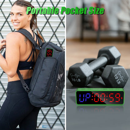 SLEVIO Gym Timer, Interval Countdown Clock with Built-in Powerful Magnet(Green)